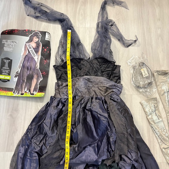 Homecoming Corpse Women Costume Adult Halloween Zombie Queen Dress Gloves Size L - Picture 4 of 10